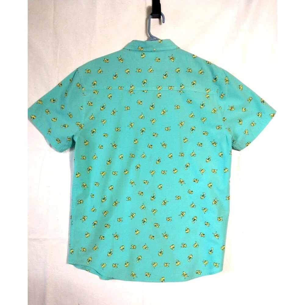 Pokemon Shirt Men's X-Large (46-48) Green Pikachu Button Up Short Sleeve Casual - Picture 8 of 9